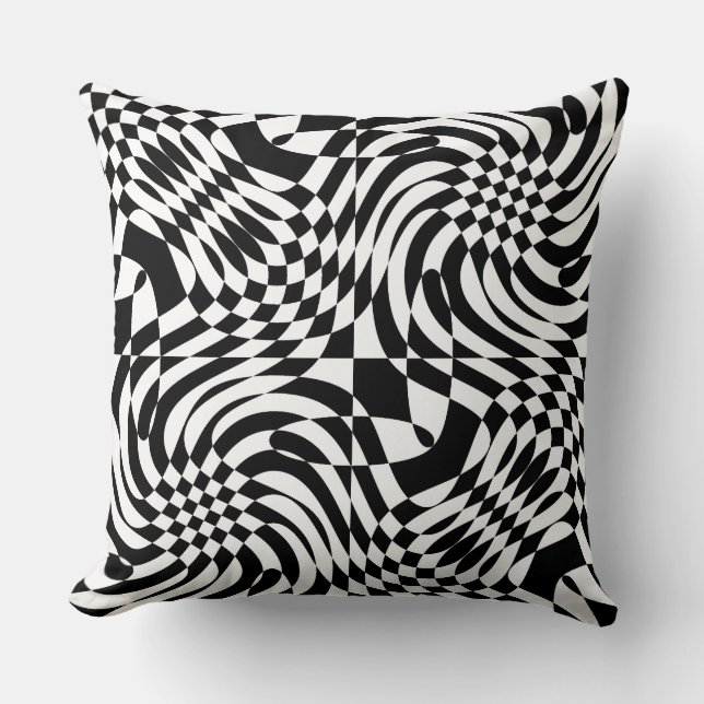 Coussin Illusion optique noire et blanche (Recto)