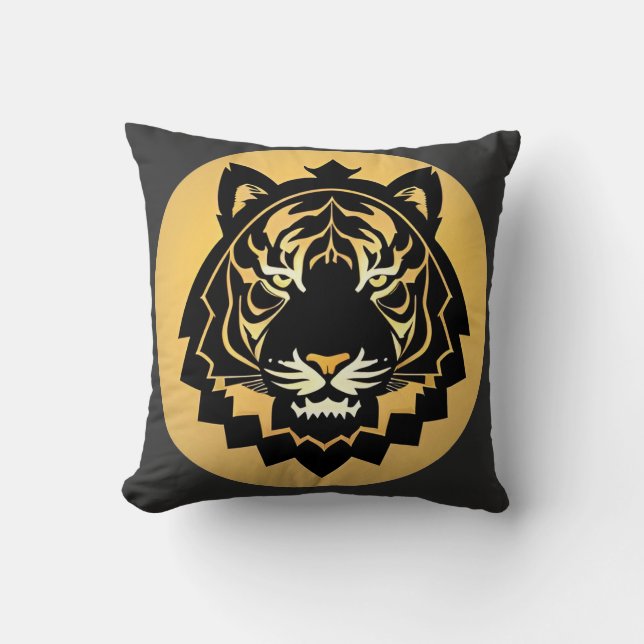 Coussin Illustration abstraite de tigre doré (Recto)