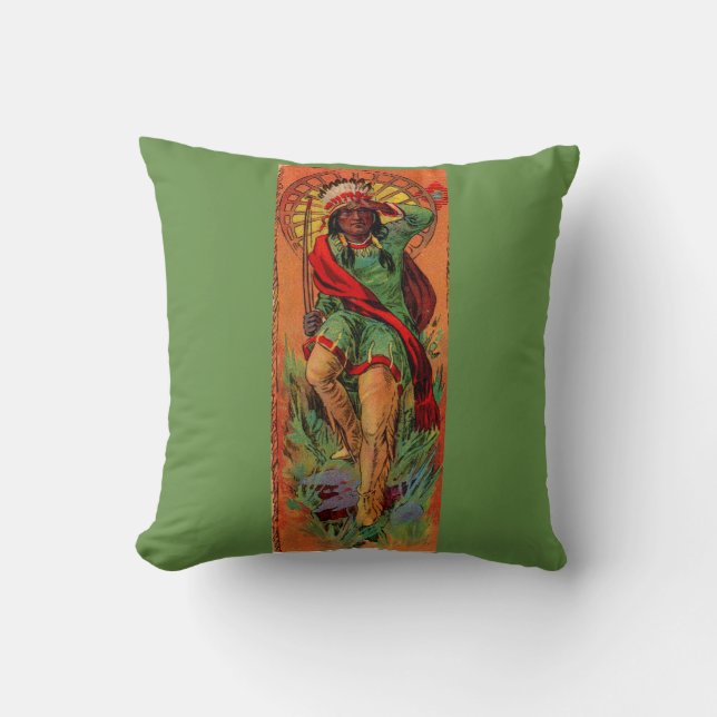 Coussin Illustration amérindienne amérindienne de 1919 (Recto)