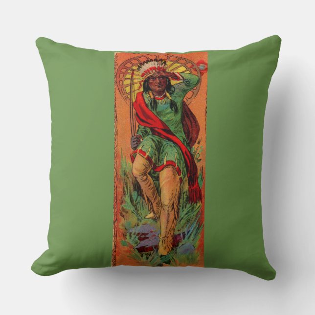 Coussin Illustration amérindienne amérindienne de 1919 (Recto)