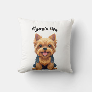 Coussin Illustration amusante de Yorkshire Terrier dans la