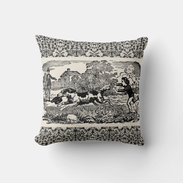 Coussin Illustration antique victorienne d'art de compagni (Recto)