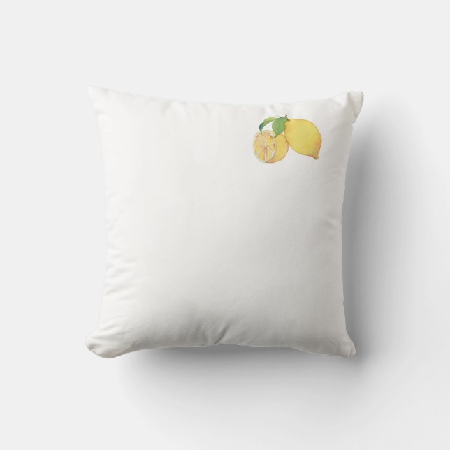 Coussin Illustration aquarelle de citron Squeeze the Day (Recto)