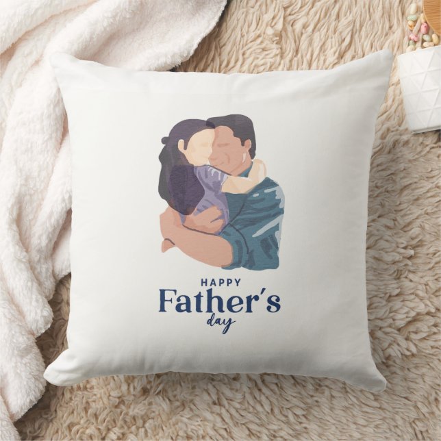 Coussin Illustration aquarelle de l'étreinte d'un père et  (Couverture)
