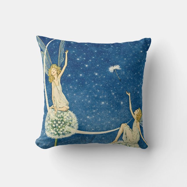 Coussin Illustration Art Nouveau de fée du pissenlit (Recto)