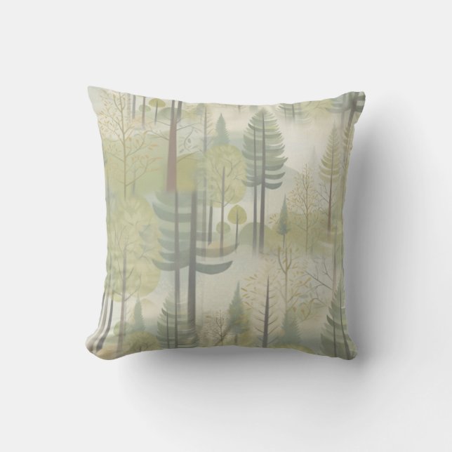 Coussin Illustration artistique des pins dans un style mod (Recto)