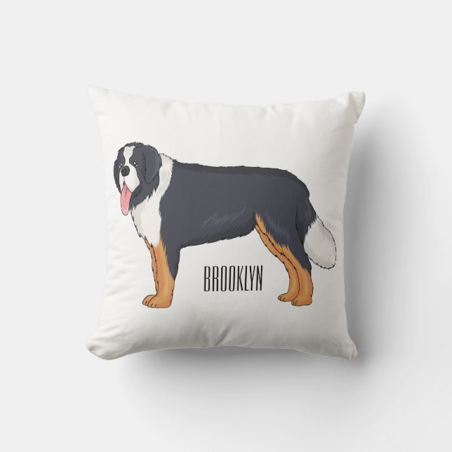 Coussin Illustration bernoise d'un chien de montagne (Recto)
