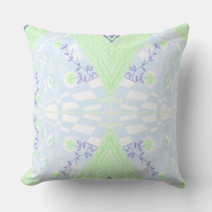 Coussin Illustration Bohème Chintz Pastel Blue Green