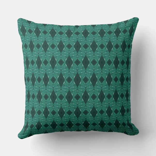 Coussin Illustration Bohème Chintz S Vert Dusty foncé (Verso)