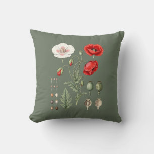 Coussin Illustration botanique, art floral.