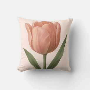 Coussin Illustration botanique de la tulipe de pêche éléga
