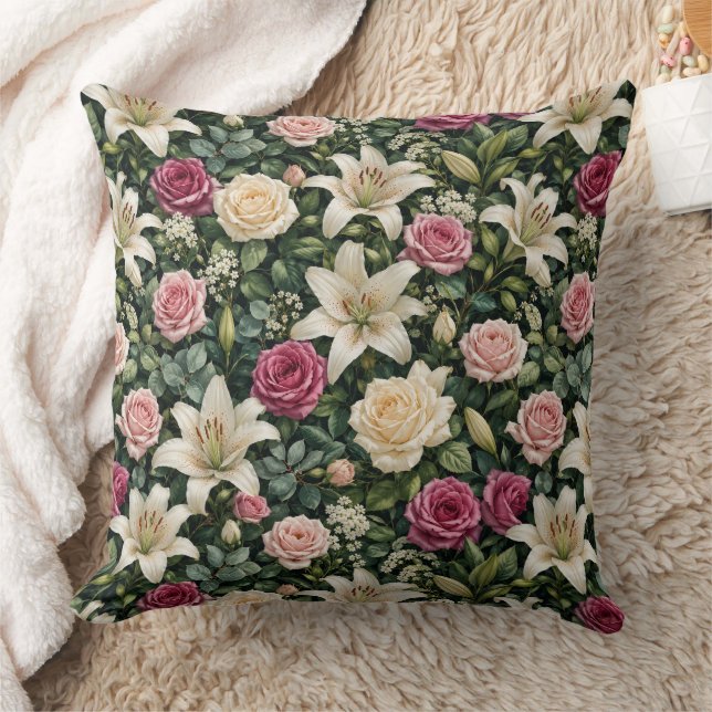 Coussin Illustration botanique florale de magnolia luxuria (Couverture)