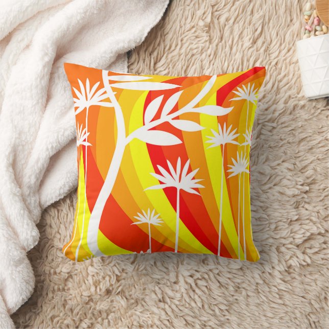 Coussin Illustration botanique orange et blanc (Couverture)