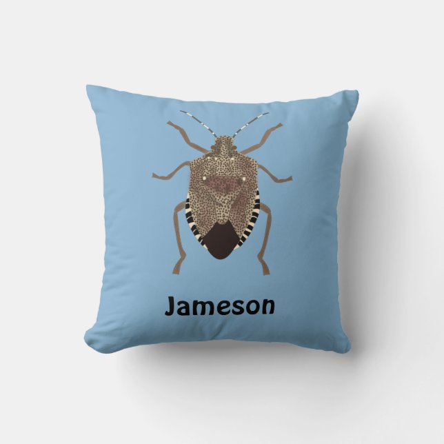 Coussin Illustration Brown de bogue puant bleu Personnalis (Recto)