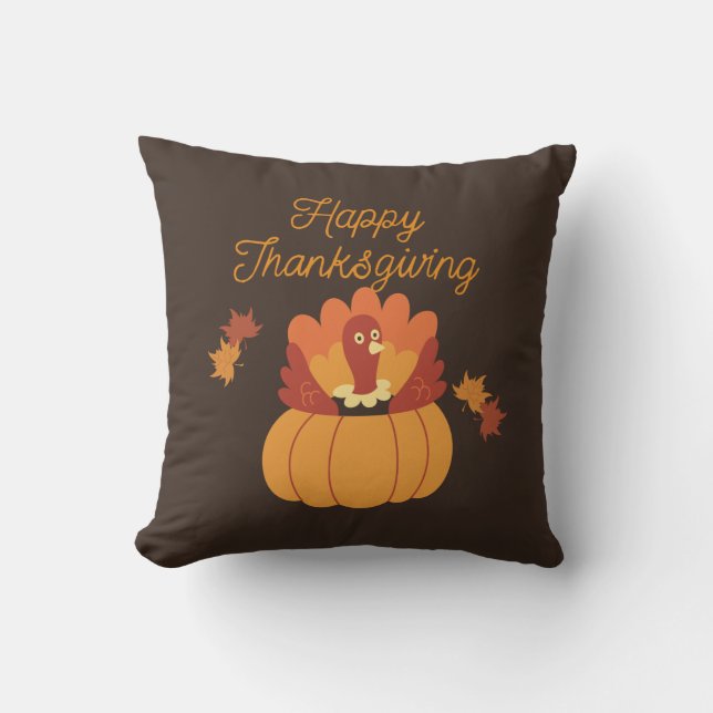 Coussin Illustration Brown Thanksgiving (Recto)