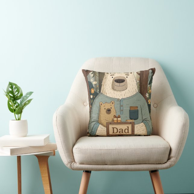 Coussin Illustration chaleureuse de la fête des Pères avec (Chaise)