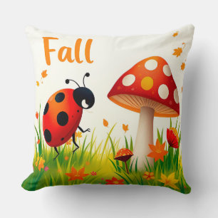 Coussin Illustration charmante d'automne avec coccinelle