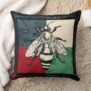 Coussin Illustration colorée de l'insecte d'abeille vintag