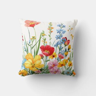 Coussin Illustration colorée du Fleur sauvage en fleur