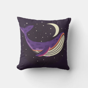 Coussin Illustration colorée portrait de la baleine mignon