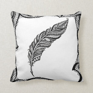 Coussin Illustration complexe énervée et chic de plume d