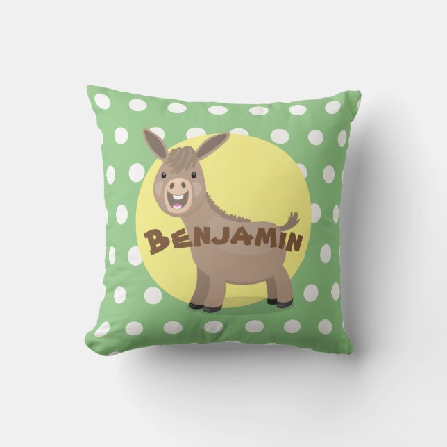 Coussin Illustration d'âne miniature joyeux (Recto)