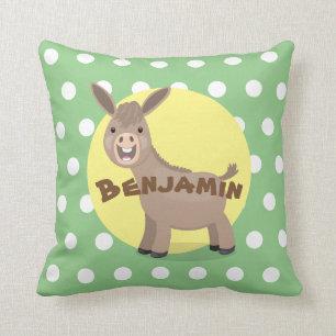 Coussin Illustration d'âne miniature joyeux