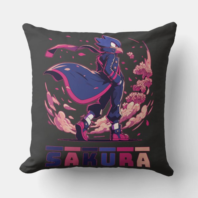 Coussin Illustration d'anime d'un oiseau guerrier Sakura a (Recto)
