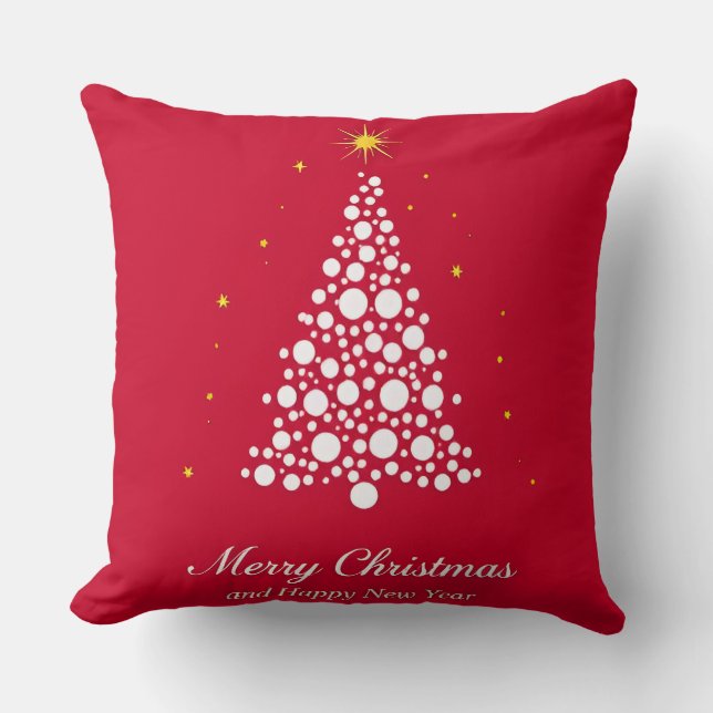 Coussin Illustration d'arbre de Noël minimaliste (Recto)