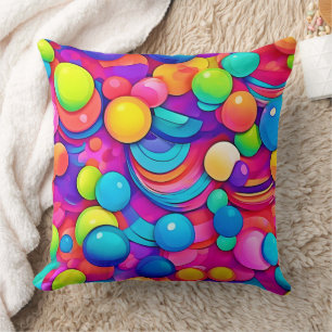 Coussin Illustration d'art de bulles arc-en-ciel