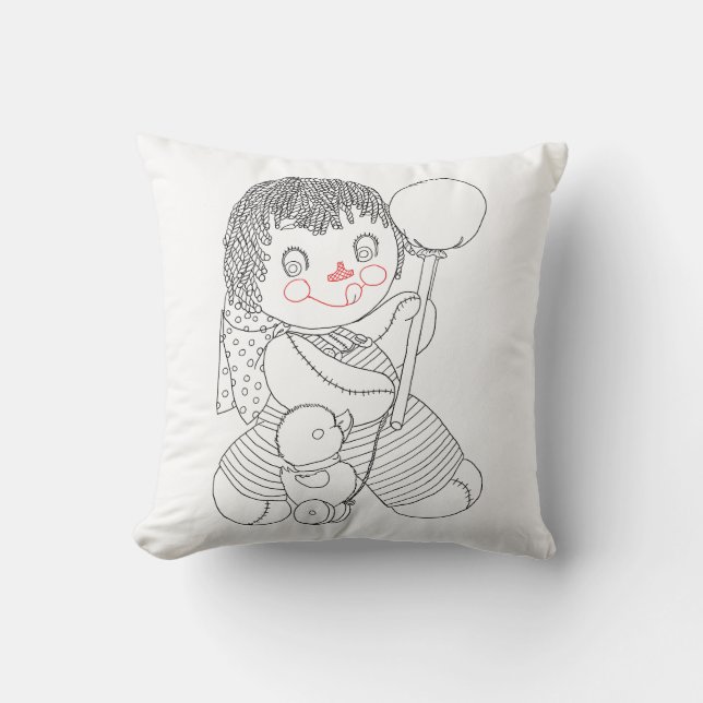 Coussin Illustration d'art dessinée à la main de canard jo (Recto)