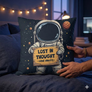 Coussin Illustration d'astronaute drôle perdu dans ses pen