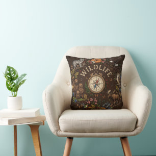 Coussin "Illustration d'aventure forestière faunique"