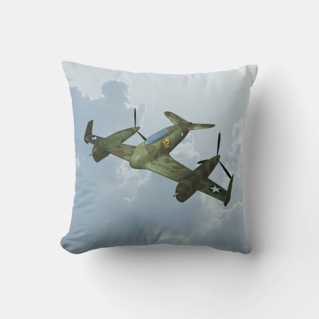 Coussin Illustration d'aviation militaire de vol de warbir (Recto)