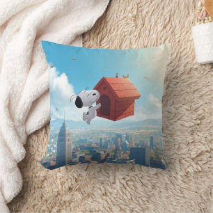 Coussin Illustration de bande dessinée de ville flottante 