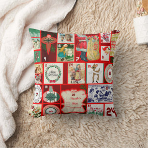 Coussin Illustration de bloc de Noël en carré d'art d'Aven