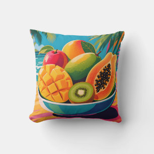 Coussin Illustration de bol de fruits tropicaux