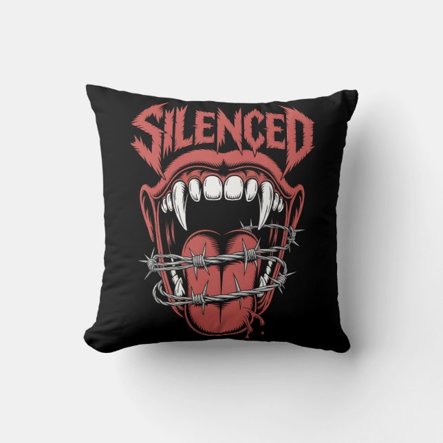 Coussin Illustration de bouche de cri silencieux (Recto)