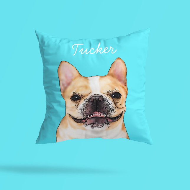 Coussin Illustration de Bouledogue Français Moderne | Ajou (Créateur téléchargé)