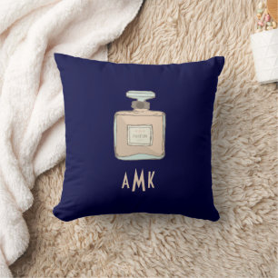 Coussin Illustration De Bouteille De Parfum Avec Initiales