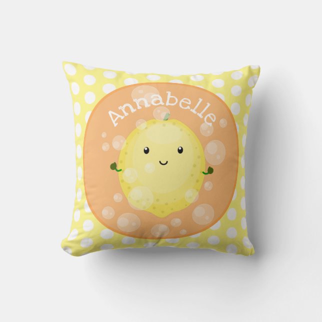Coussin Illustration de bulles de caricatures de citron mo (Recto)