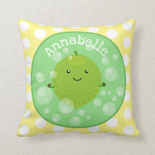Coussin Illustration de bulles de chaux vert mou