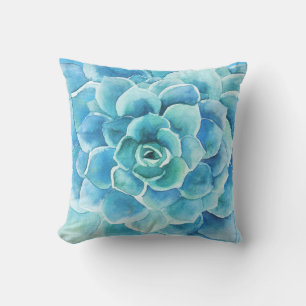 Coussin Illustration de cactus bleu turquoise