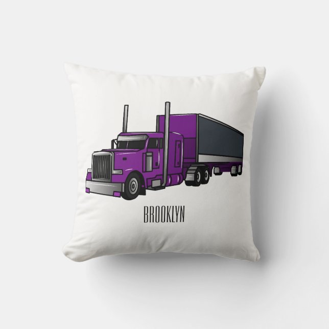 Coussin Illustration de camion semi-remorque (Recto)