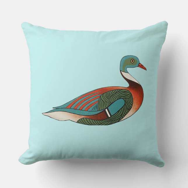 Coussin Illustration de canard sarcelle de l'Égypte antiqu (Recto)