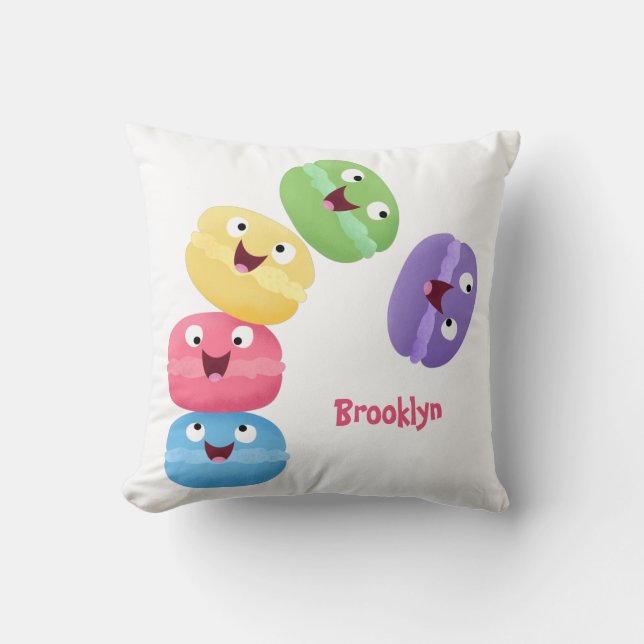 Coussin Illustration de caricature de macarons marrant mig (Recto)