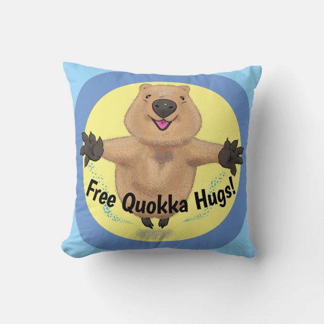 Coussin Illustration de caricature de quokka à sauter joye (Recto)
