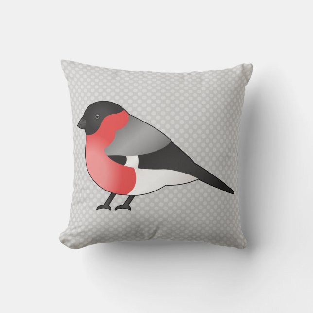 Coussin Illustration de carte de bouvreuil commun mignon (Recto)