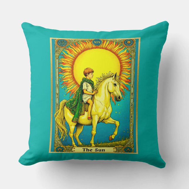 Coussin Illustration de carte de tarot, Le Soleil (Recto)