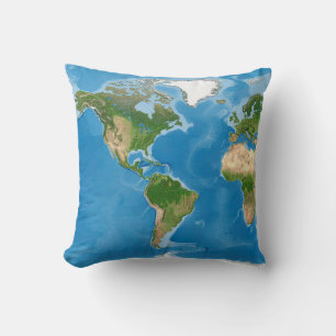Coussin Illustration de carte topographique du monde